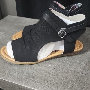 Blowfish Black Open-Toe Wedge Sandals with Ankle Buckle